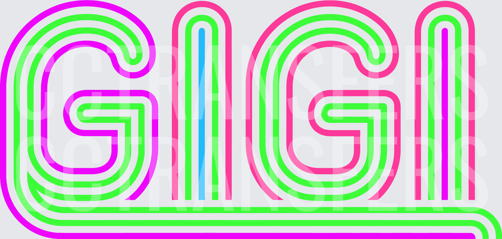 Retro Neon Outline GIGI Name Design (DTF)