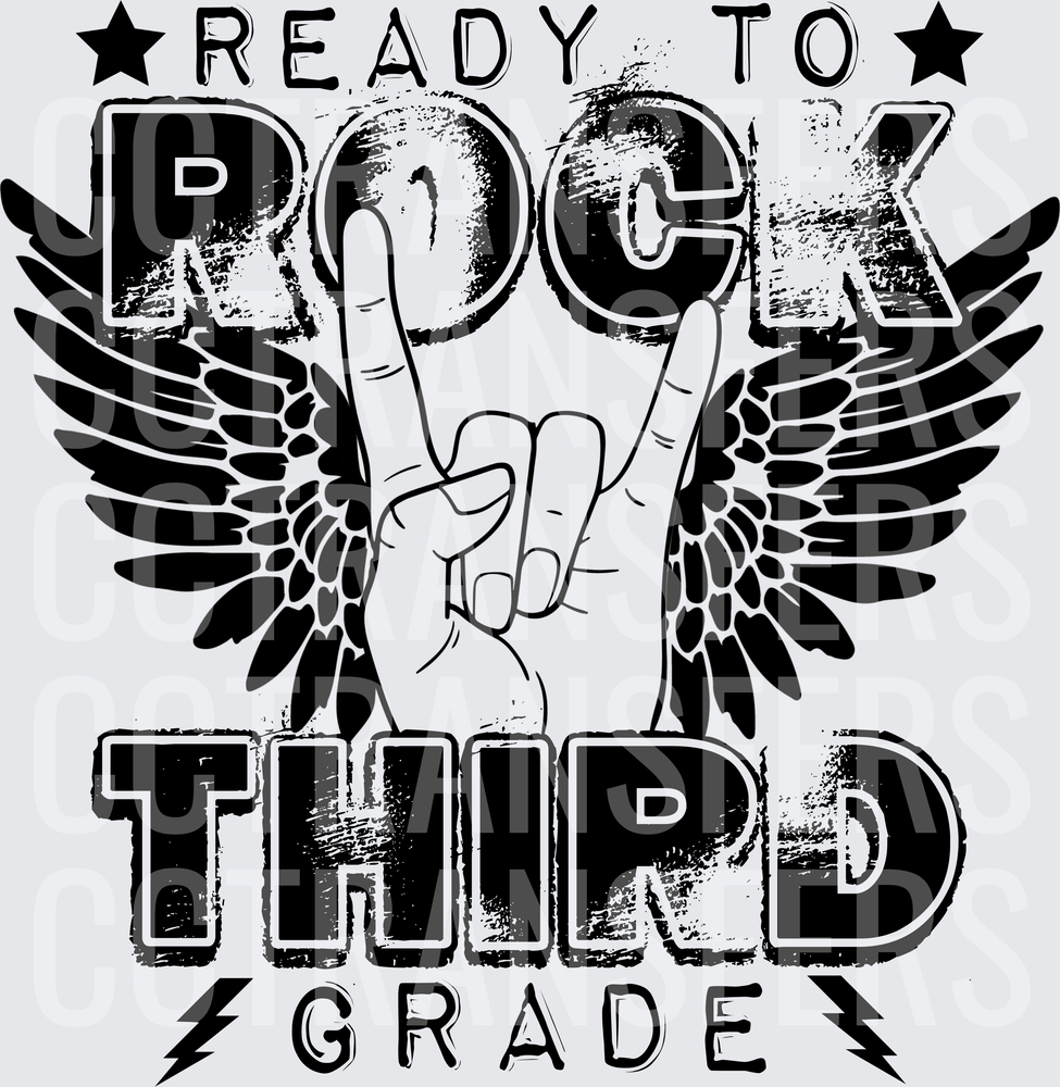Ready To Rock Third Grade Rock Hand Wings Lightning (DTF)