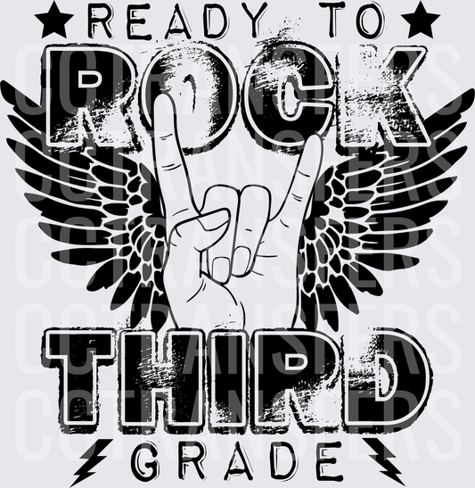 Ready To Rock Third Grade Rock Hand Wings Lightning (DTF)