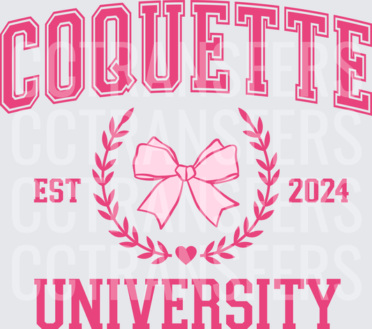 Coquette University Est 2024 Pink Bow Laurel Wreath (DTF)