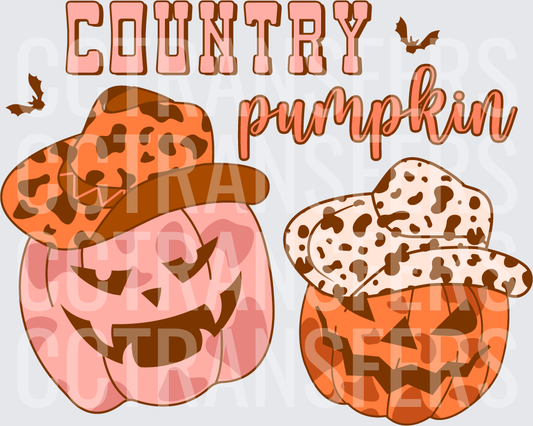 Country Pumpkin Jack-O-Lanterns Cow Print Cowboy Hats (DTF)