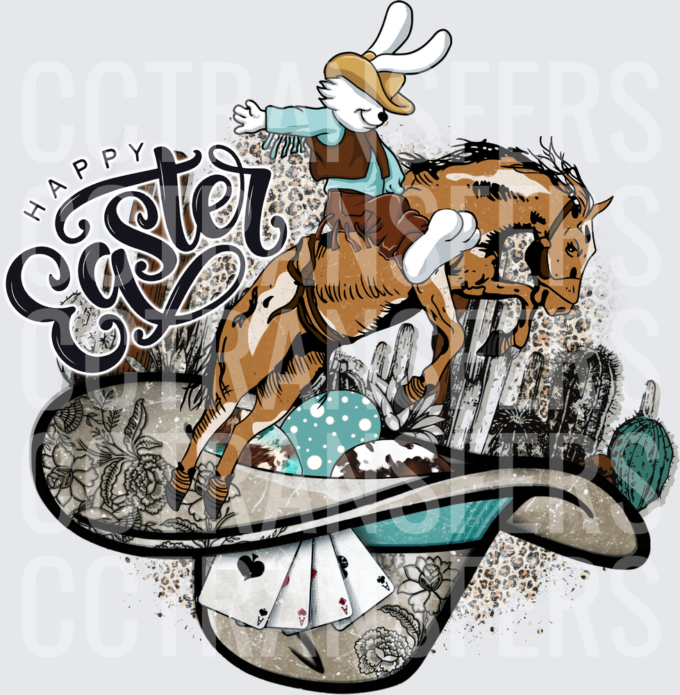 Happy Easter Western Cowboy Bunny Bronc Rider (DTF)