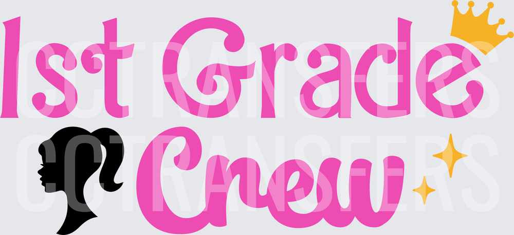 1st Grade Crew Doll Silhouette Crown Sparkle (DTF)