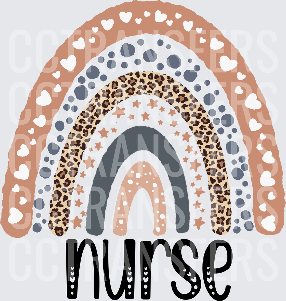 Boho Leopard Print Rainbow Nurse (DTF)