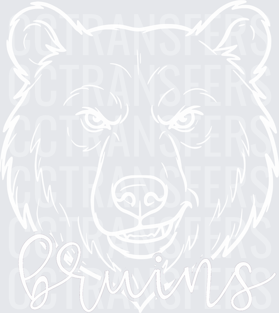 Bruins Script Cursive Bear Head Outline (DTF)
