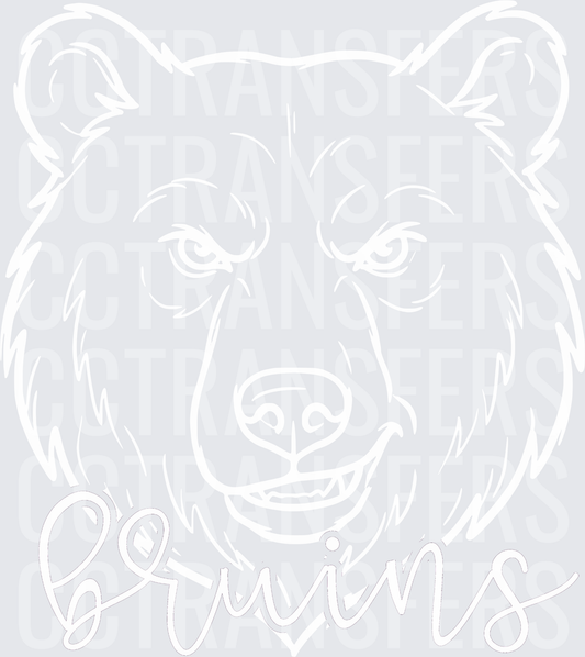 Bruins Script Cursive Bear Head Outline (DTF)