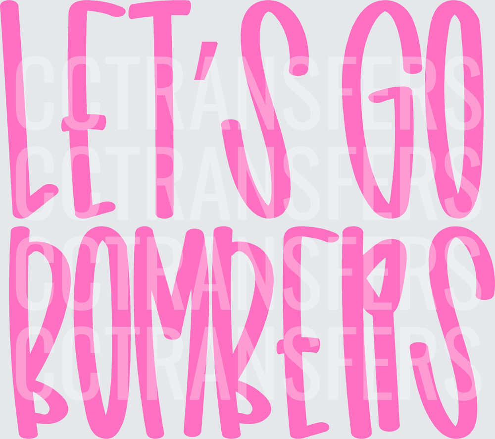Let's Go Bombers Bold Pink Team Spirit Text (DTF)