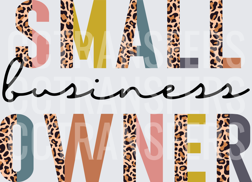 Small Business Owner Leopard Print Bold Typography (DTF)