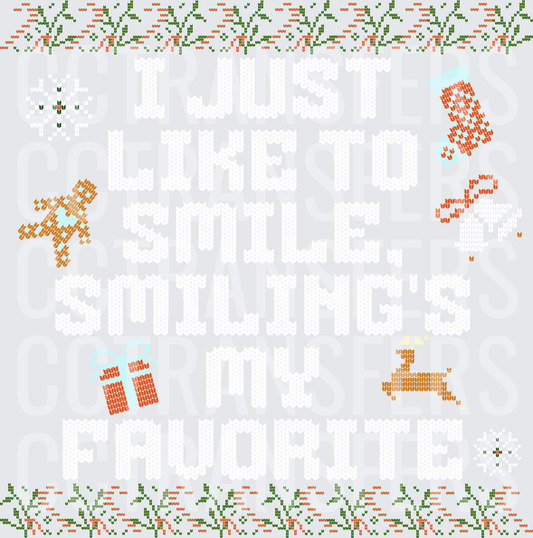 Ugly Sweater Christmas Icons Knit Pattern Border (DTF)