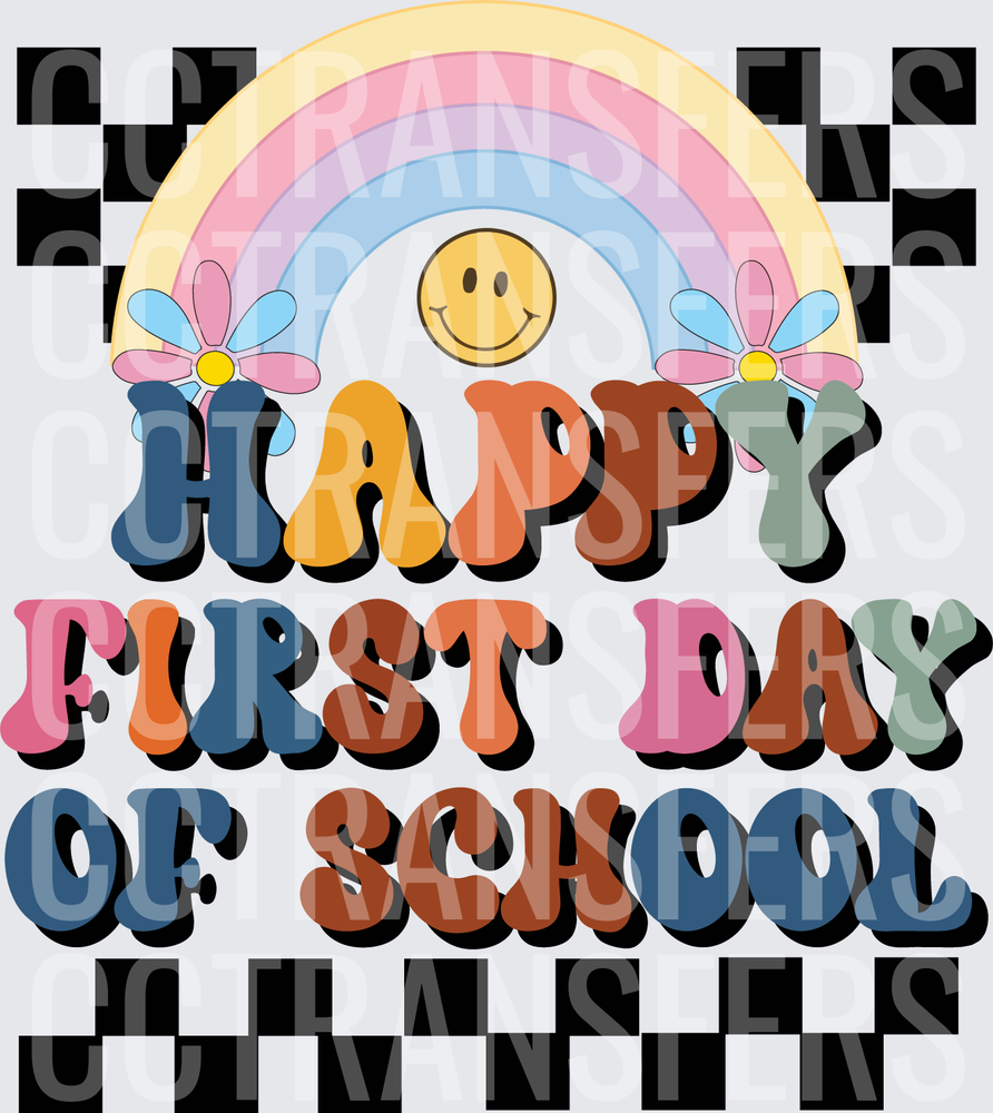 Happy First Day of School Retro Rainbow Groovy (DTF)