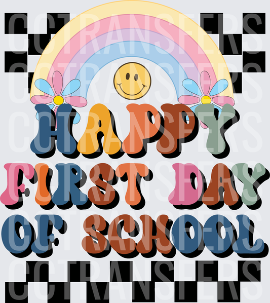 Happy First Day of School Retro Rainbow Groovy (DTF)