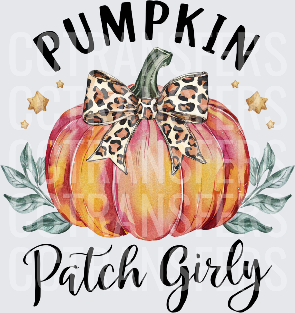 Pumpkin Patch Girly Leopard Bow Fall Watercolor (DTF)