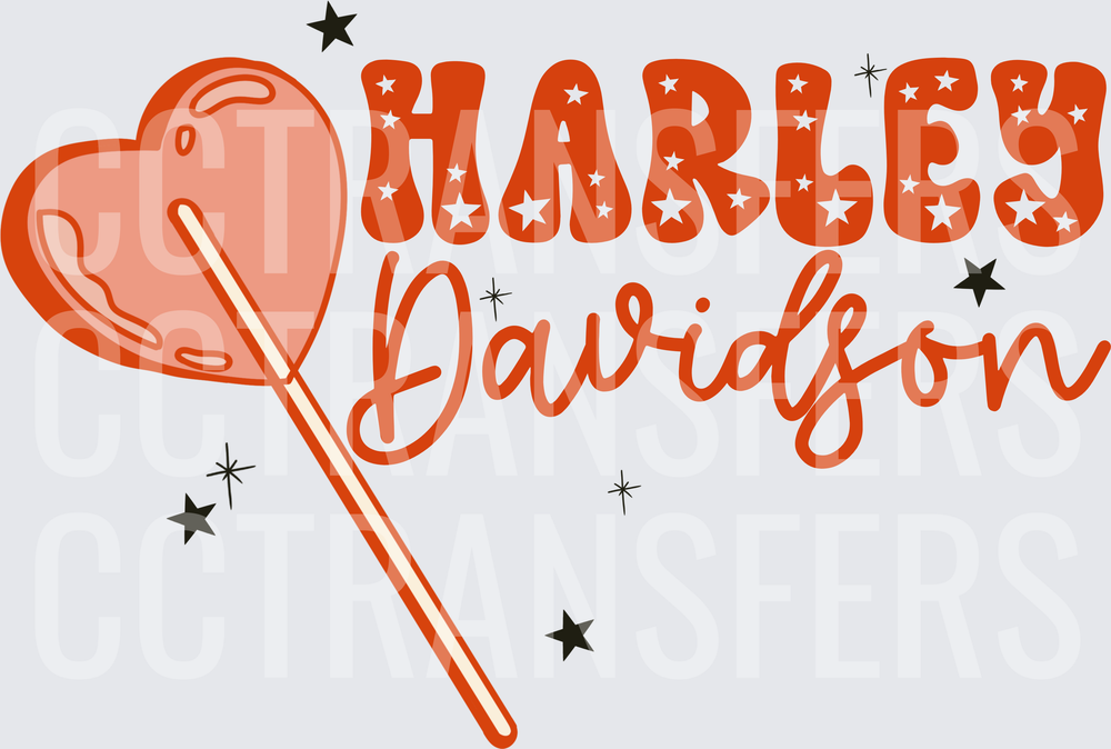 Harley Davidson Heart Lollipop Retro Stars Design (DTF)