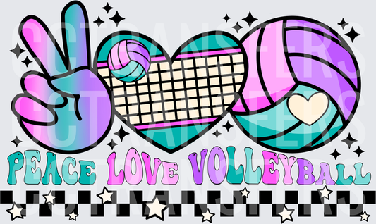 Peace Love Volleyball Retro Groovy Pastel Design (DTF)