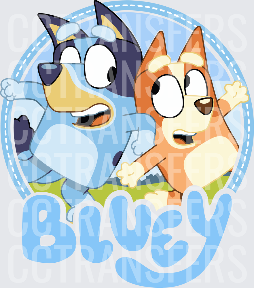 Bluey and Bingo Running Circle Badge (DTF)
