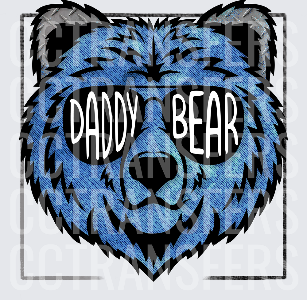 Blue Galaxy Bear Face Wearing Sunglasses Daddy Bear (DTF)