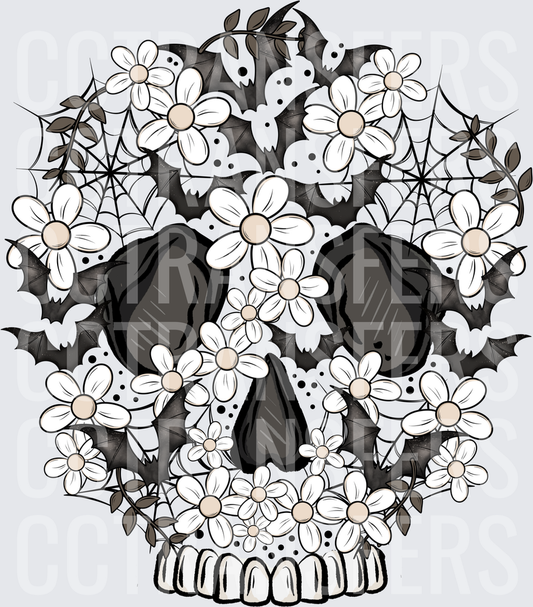 Floral Bat Skelly Transfer