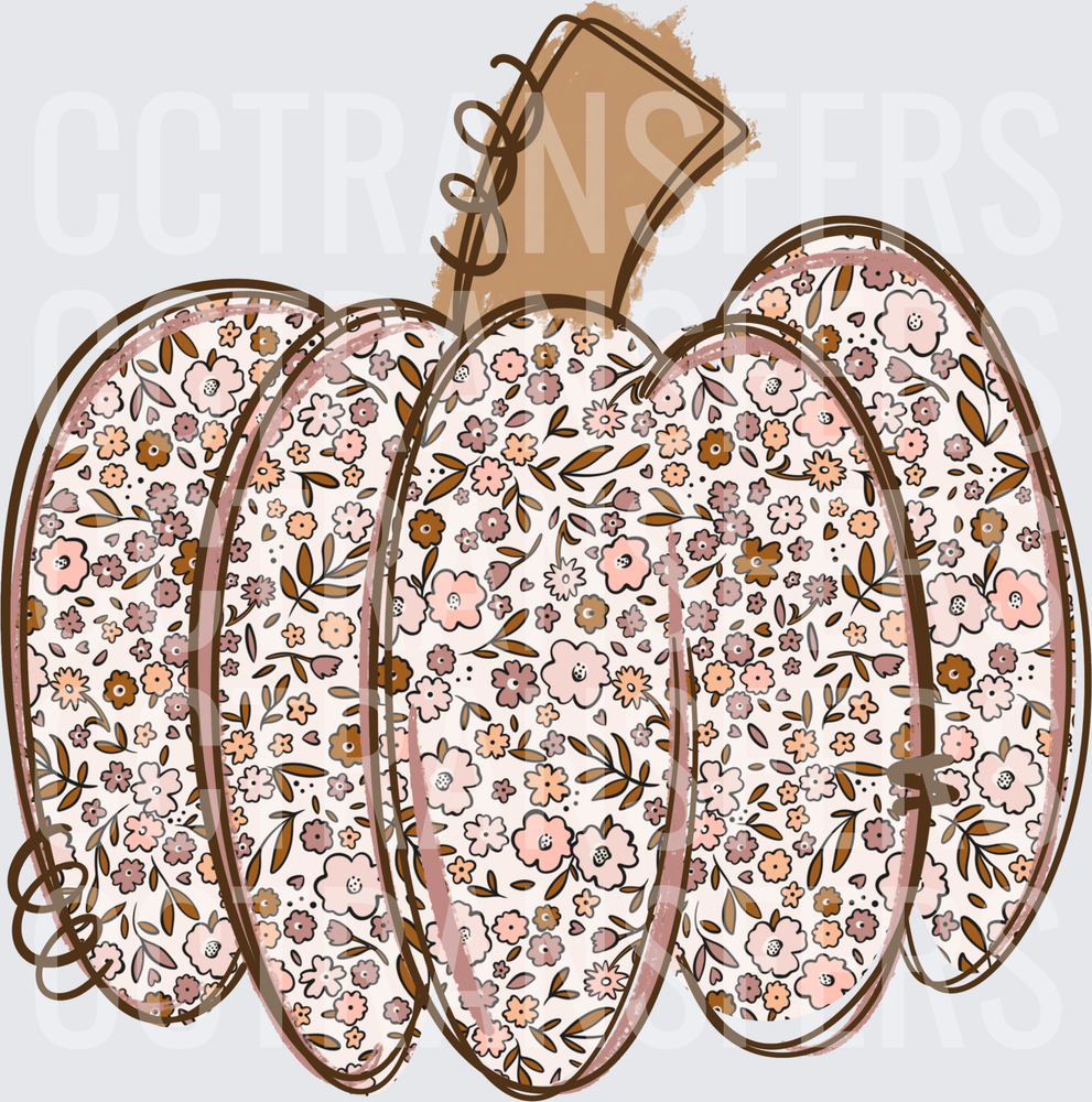 Boho Floral Pumpkin Fall Autumn Sketch (DTF)