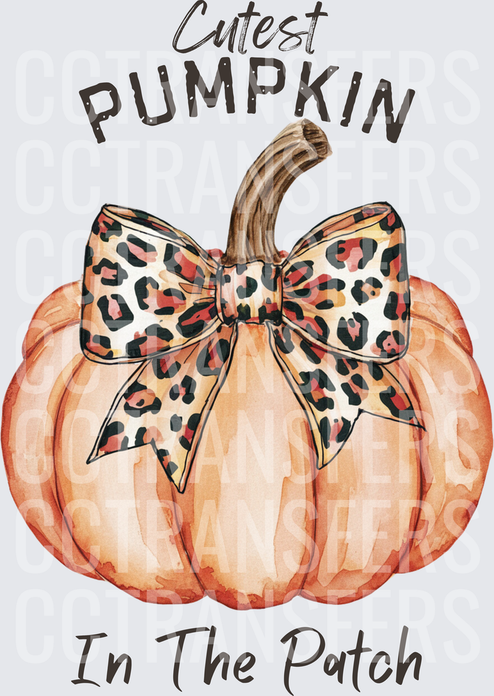 Cutest Pumpkin In The Patch Leopard Bow Watercolor (DTF)