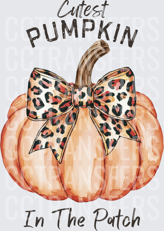 Cutest Pumpkin In The Patch Leopard Bow Watercolor (DTF)