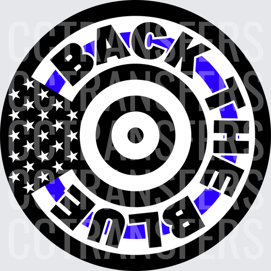 Back The Blue Thin Blue Line Target Flag Circle (DTF)