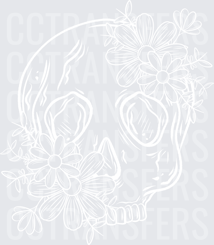 Floral Skellie White Transfer
