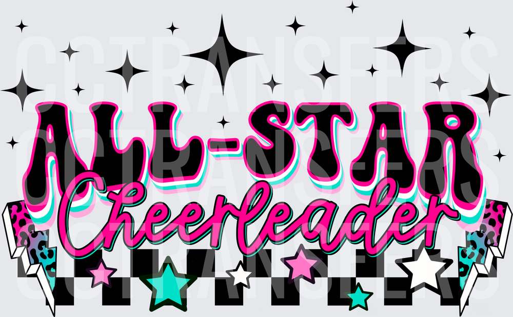 All-Star Cheerleader Retro Groovy Stars Checkered (DTF)