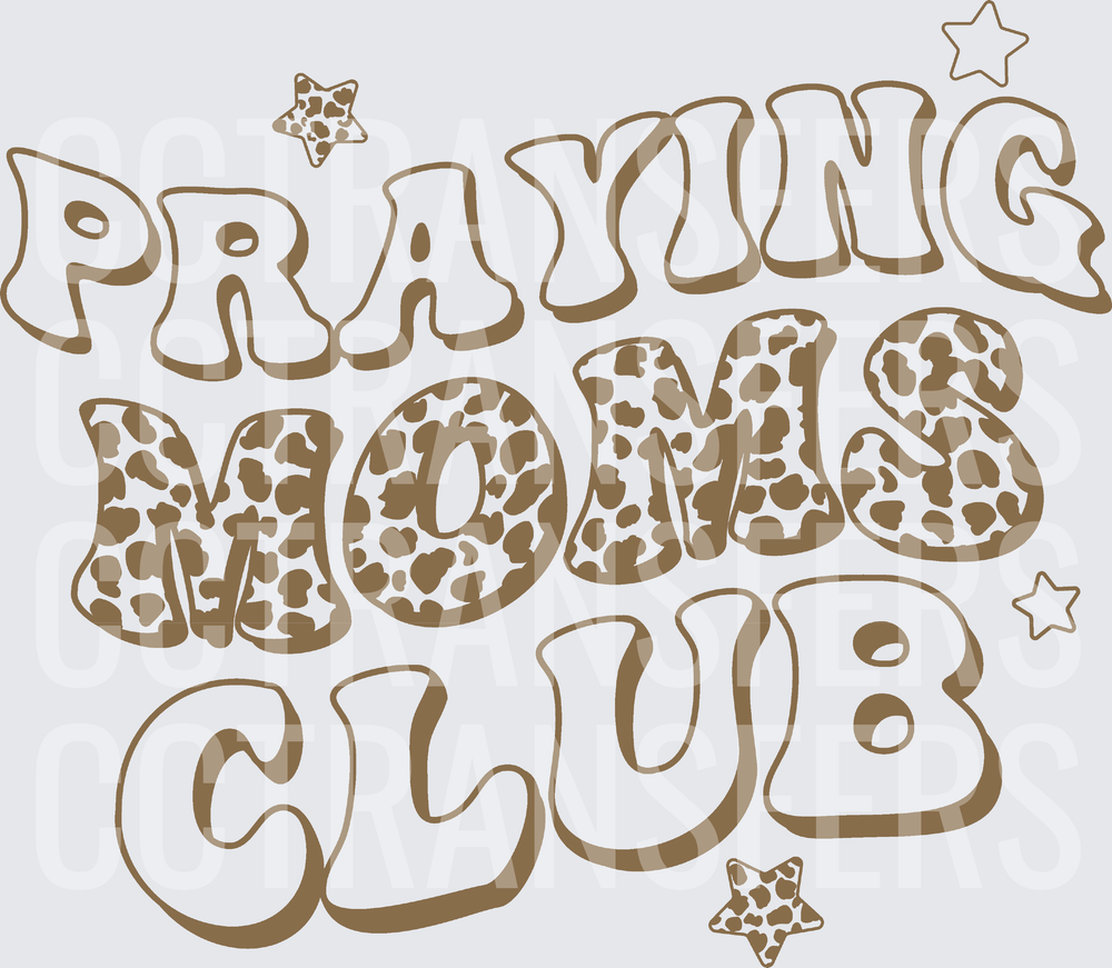 Praying Moms Club Retro Leopard Print Bubble Letters (DTF)