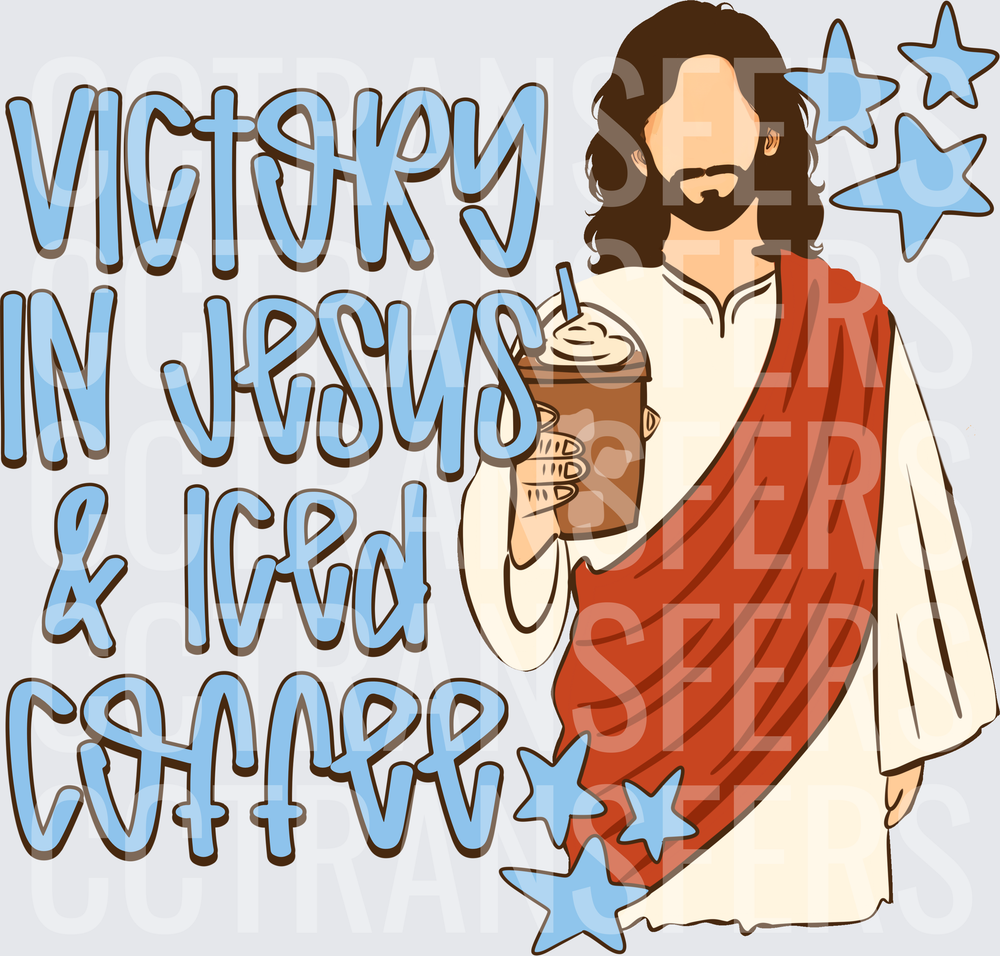 Victory In Jesus & Iced Coffee Religious Figure Stars (DTF)