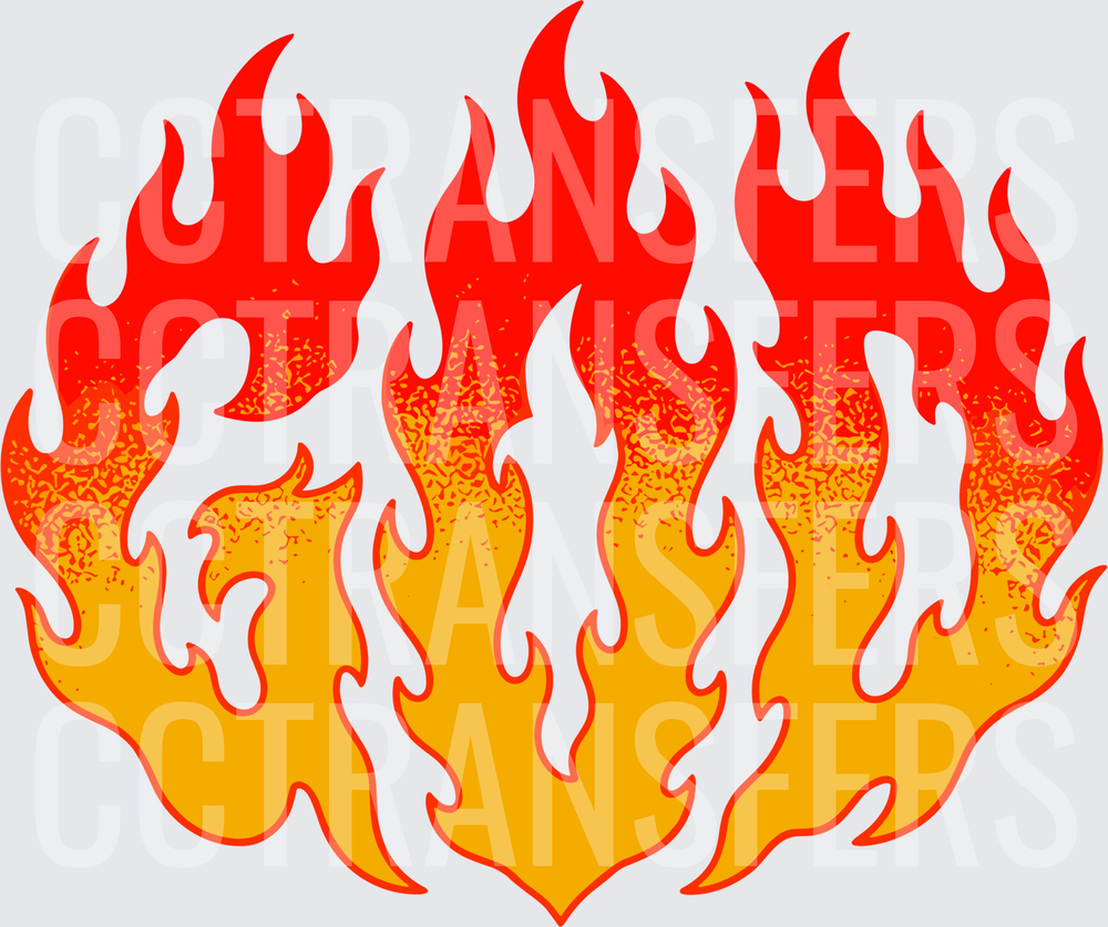 Bold Red Orange Yellow Gradient Fire Flames Cluster (DTF)