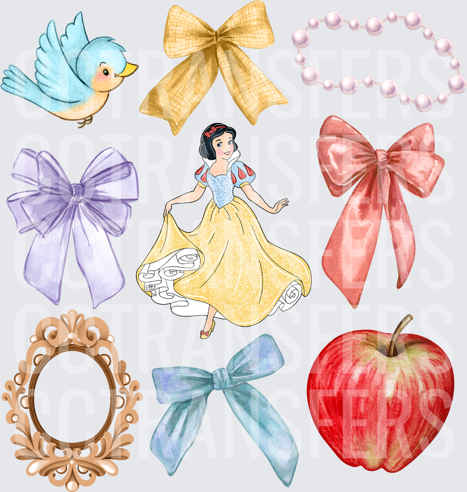 Fairytale Princess Elements Bows Apple Mirror Bundle (DTF)