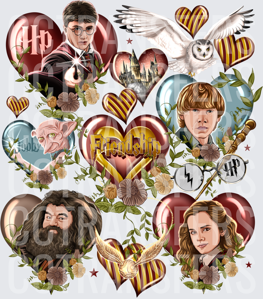 Friendship Wizard World Characters Heart Collage (DTF)