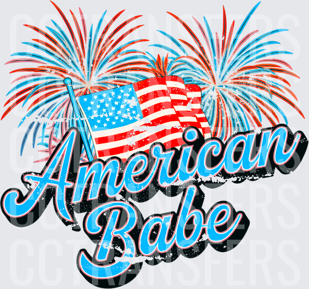 American Babe Patriotic Flag Fireworks Script (DTF)