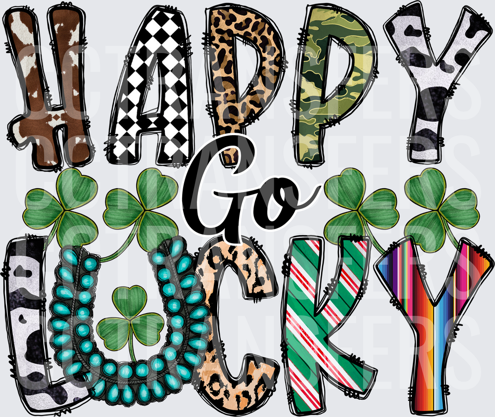 Happy Go Lucky St. Patrick's Day Mixed Pattern Letters (DTF)