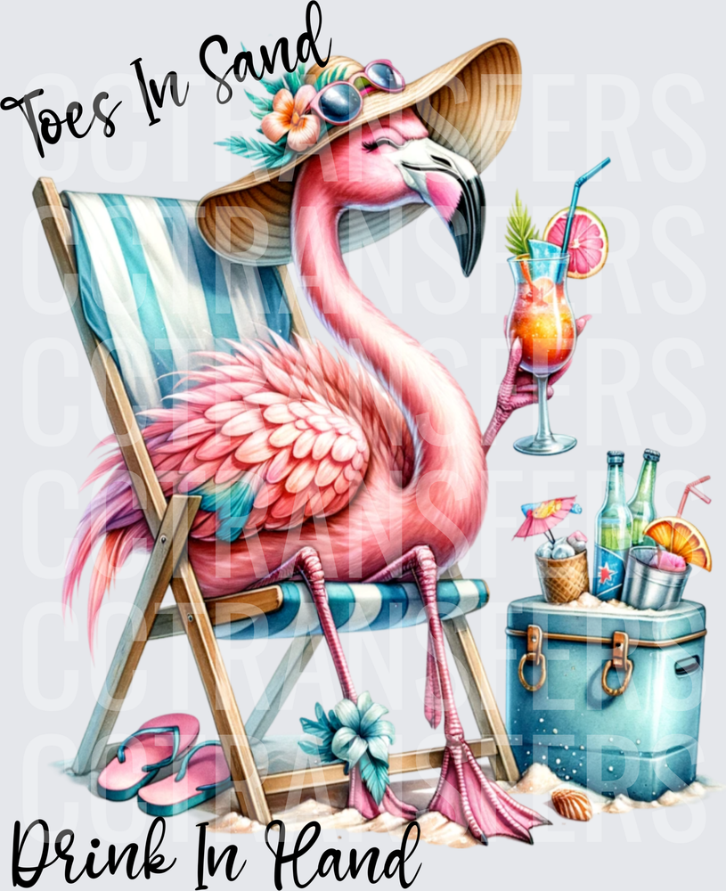 Toes In Sand Drink In Hand Flamingo Beach Chair (DTF)