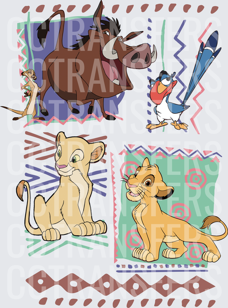 African Safari Animals Cubs Warthog Meerkat Bird Collage (DTF)