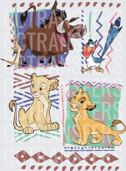 African Safari Animals Cubs Warthog Meerkat Bird Collage (DTF)