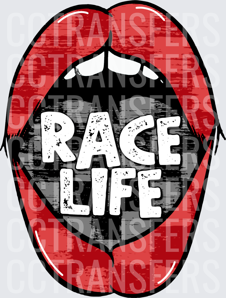 Bold Open Mouth Race Life Checkered Tongue Graphic (DTF)