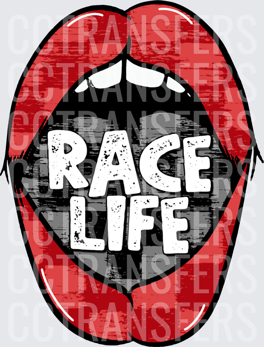 Bold Open Mouth Race Life Checkered Tongue Graphic (DTF)