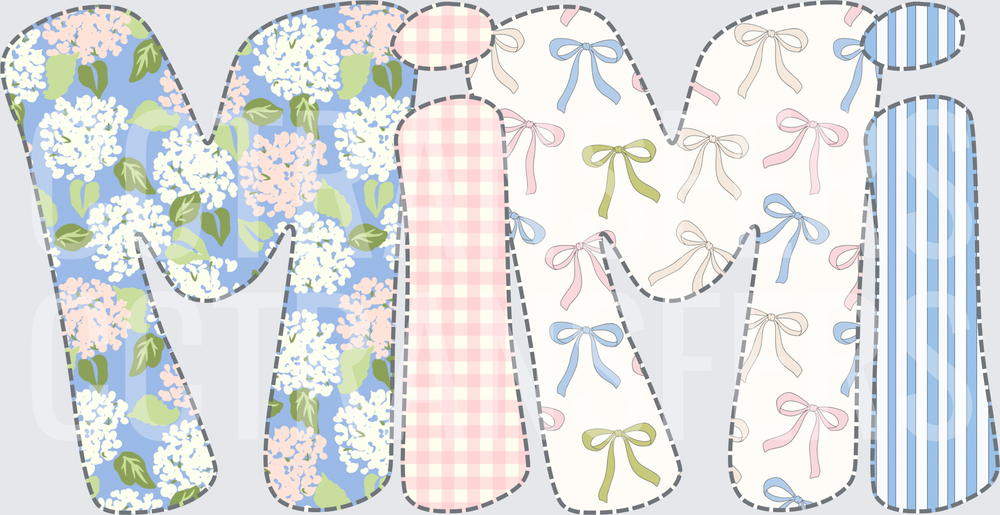Mimi Patchwork Floral Gingham Bows Coquette Letters (DTF)