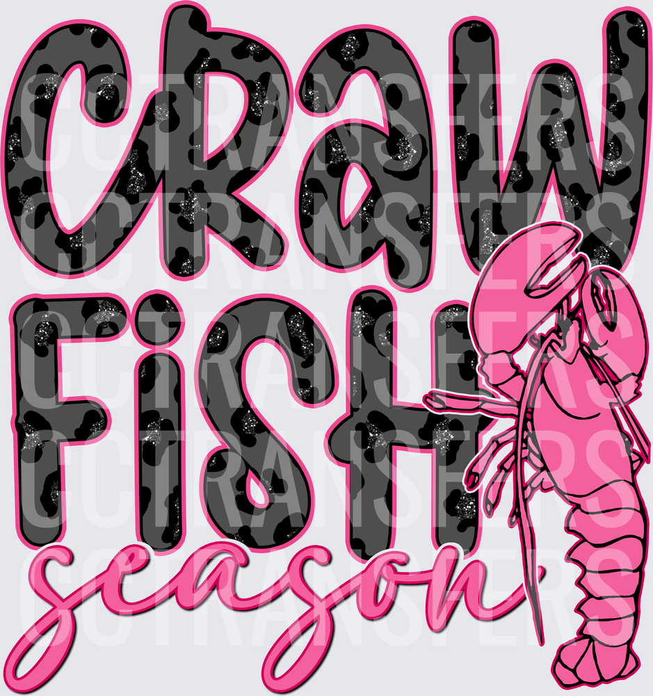 Crawfish Season Leopard Print Pink Crawfish Design (DTF)