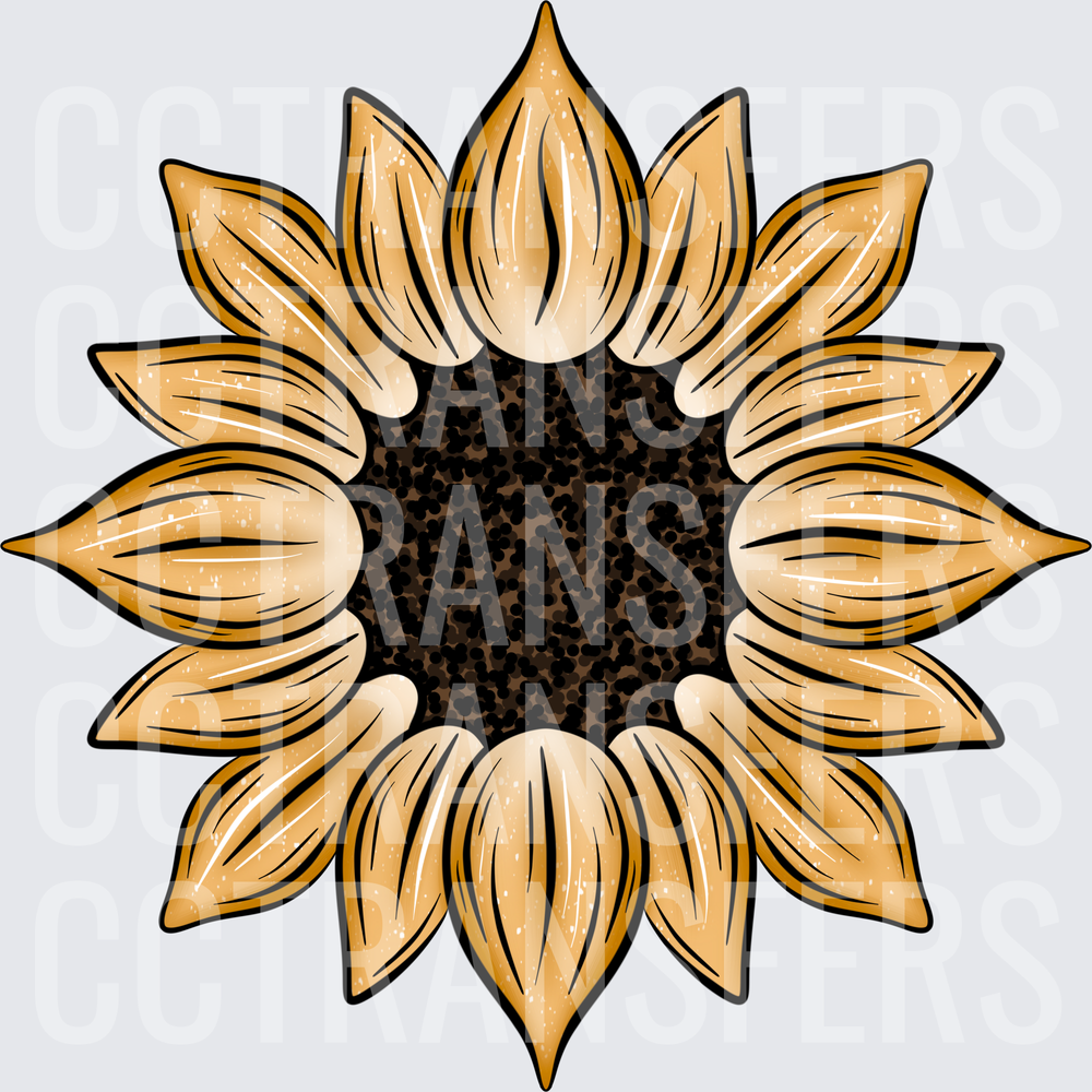 Golden Sunflower Bold Illustrated Bloom (DTF)