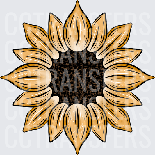 Golden Sunflower Bold Illustrated Bloom (DTF)
