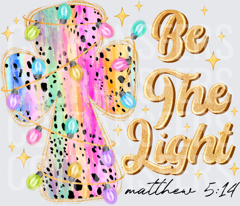 Be The Light Matthew 5:14 Colorful Cross Christmas Lights (DTF)