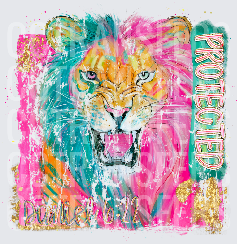 Colorful Roaring Lion Protected Daniel 6:22 (DTF)