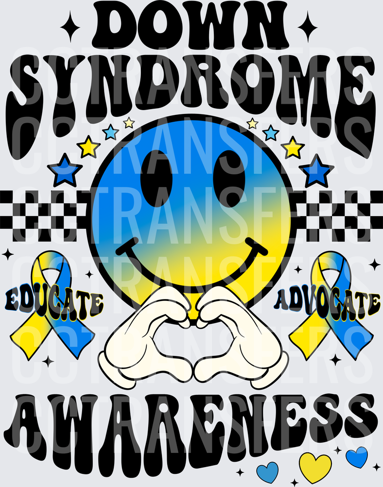 Down Syndrome Awareness Educate Advocate Smiley (DTF)