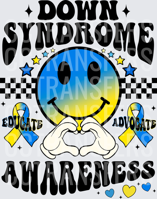 Down Syndrome Awareness Educate Advocate Smiley (DTF)