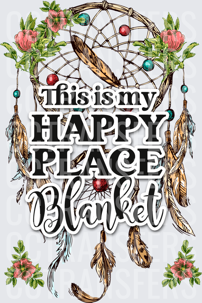 This Is My Happy Place Blanket Boho Dreamcatcher Floral (DTF)