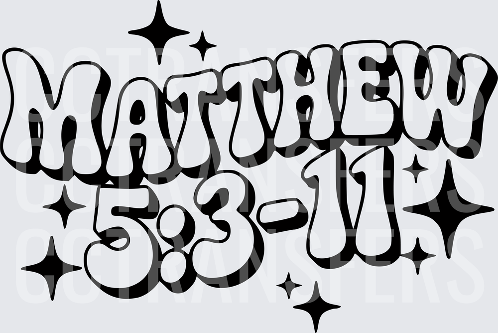 Matthew 5:3-11 Retro Bubble Letter Scripture Stars (DTF)