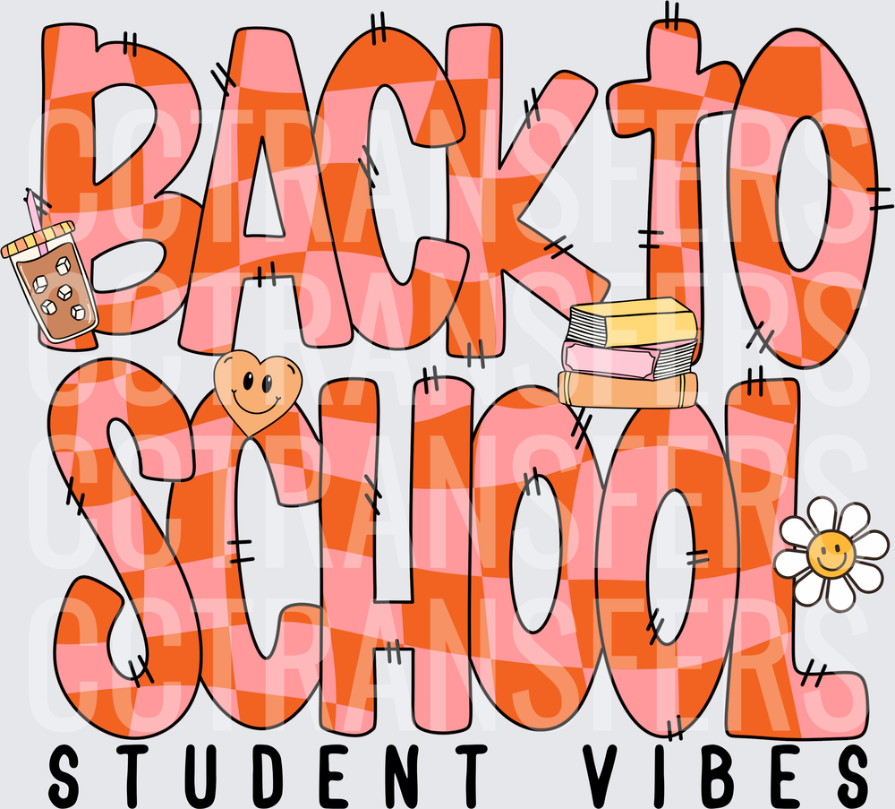 Back To School Student Vibes Checkered Retro (DTF)